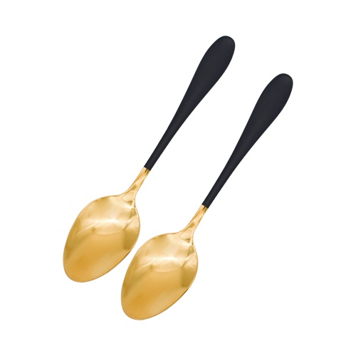 1012 Gold Black Handle No.1 Tip Spoon 2PC