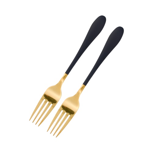 1012 #1 Gold Black Handled Fork 2PC