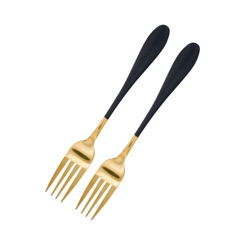 1012 #2 Gold Black Handled Fork 2PC